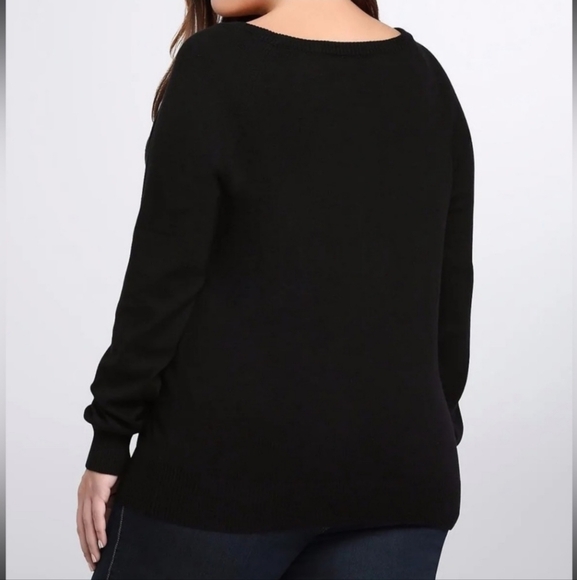 Torrid 1X Skull Perfume Sequin Black Long Sleeve Sweater Goth Witchy - Picture 7 of 7